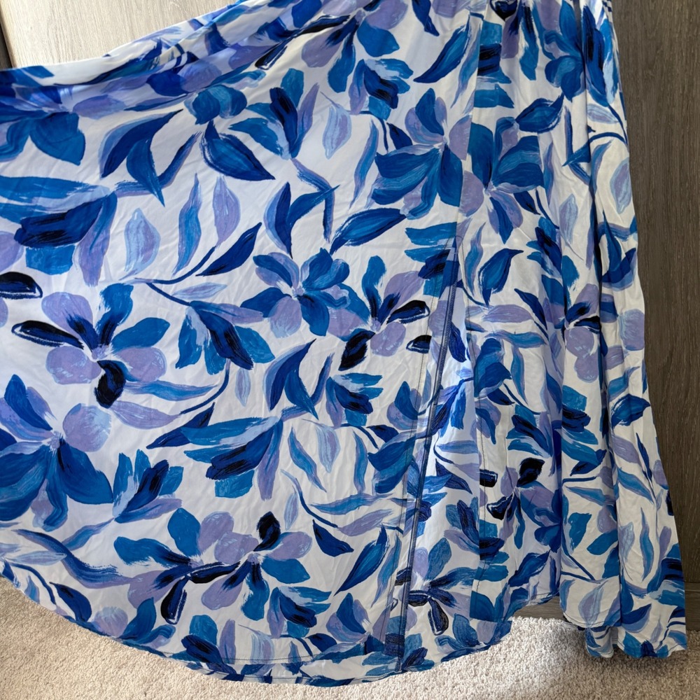 Abel The Label Maxi Dress Womens XS Blue Floral Boho Halter Backless Flowy - Picture 3 of 8
